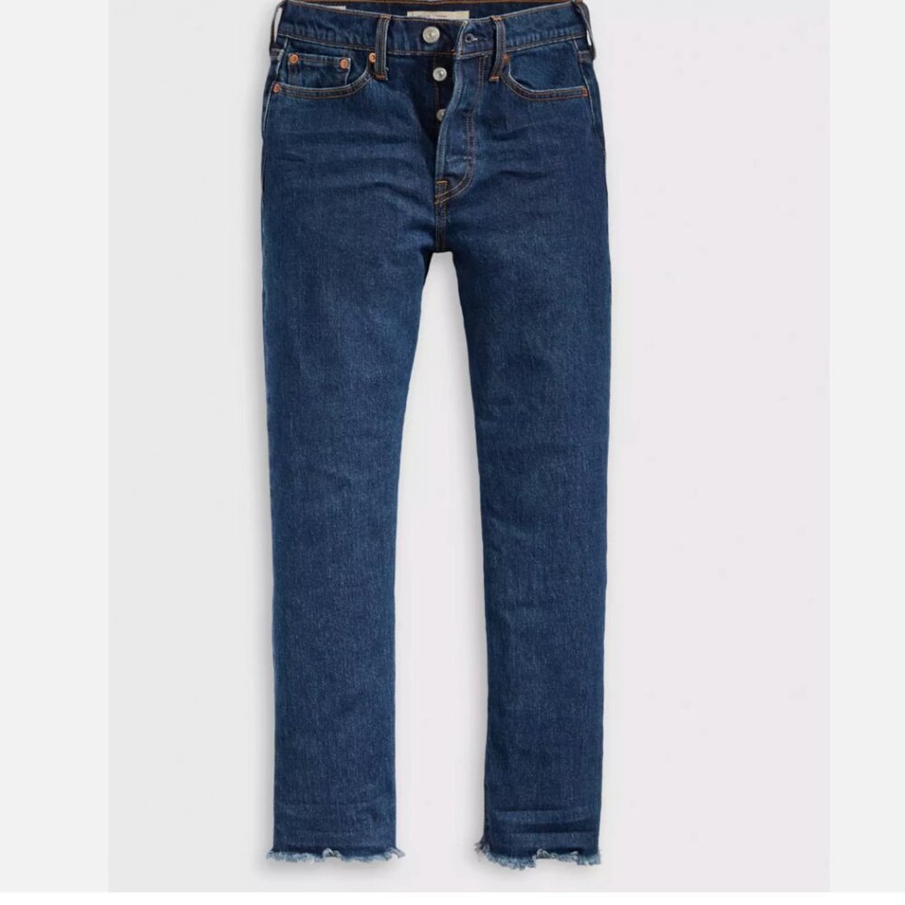 Levi's NEW Wedgie Straight Ankle Raw Hem Medium Wash Denim Jeans Women's size 25